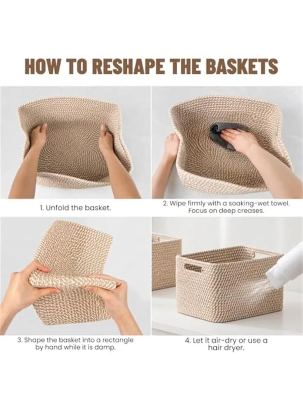 New 5 Pack Woven Storage Baskets, Decorative Storage Bins for Organizing
